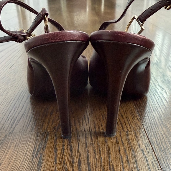 Vintage Ralph Lauren Collection Women's Dark Burgundy Slingback Heels - Picture 5 of 7